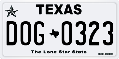 TX license plate DOG0323
