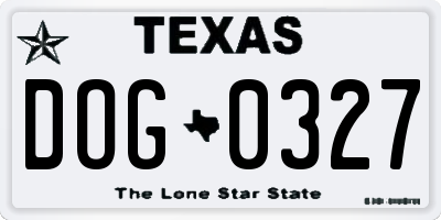 TX license plate DOG0327