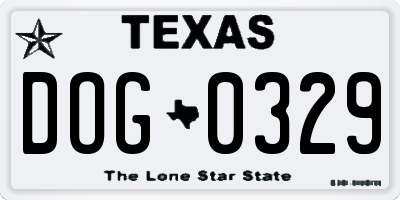 TX license plate DOG0329