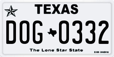 TX license plate DOG0332