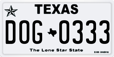 TX license plate DOG0333