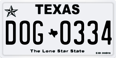 TX license plate DOG0334