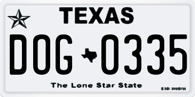 TX license plate DOG0335