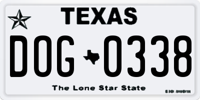 TX license plate DOG0338