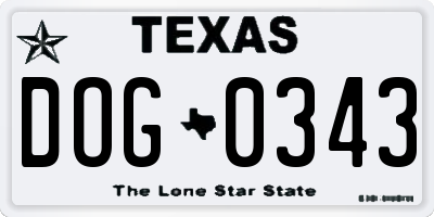 TX license plate DOG0343