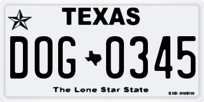 TX license plate DOG0345