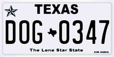 TX license plate DOG0347
