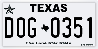 TX license plate DOG0351