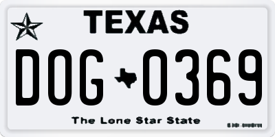 TX license plate DOG0369