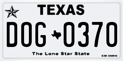 TX license plate DOG0370