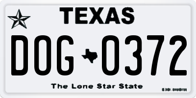 TX license plate DOG0372