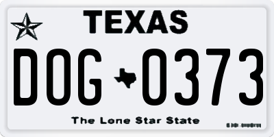 TX license plate DOG0373