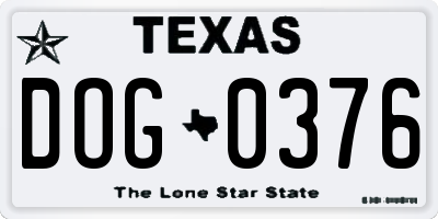 TX license plate DOG0376