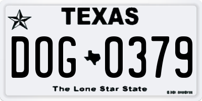 TX license plate DOG0379
