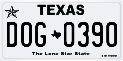 TX license plate DOG0390