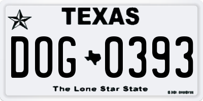 TX license plate DOG0393