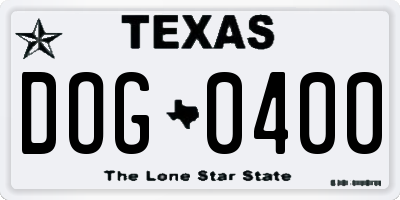 TX license plate DOG0400