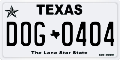 TX license plate DOG0404