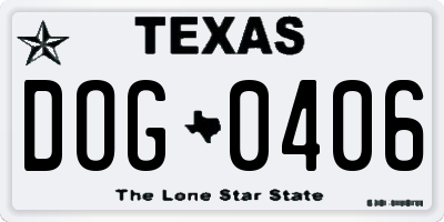 TX license plate DOG0406
