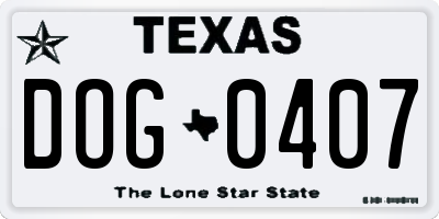 TX license plate DOG0407