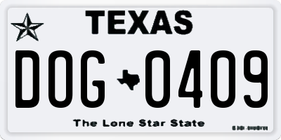 TX license plate DOG0409