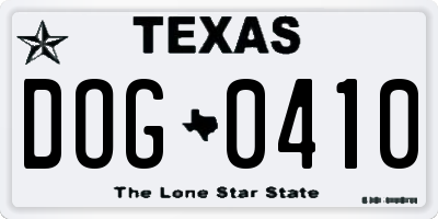 TX license plate DOG0410