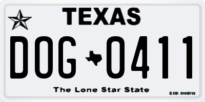 TX license plate DOG0411