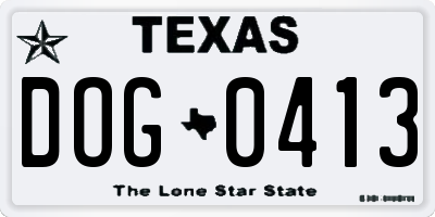 TX license plate DOG0413