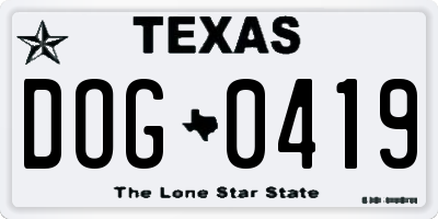 TX license plate DOG0419