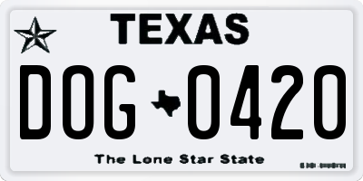TX license plate DOG0420