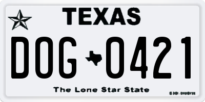 TX license plate DOG0421