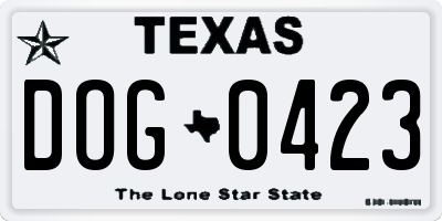 TX license plate DOG0423