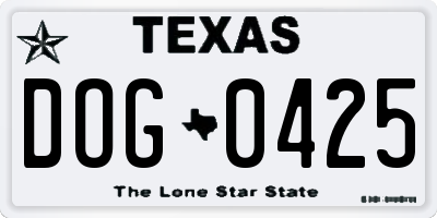 TX license plate DOG0425