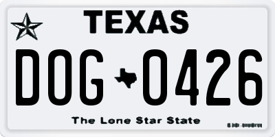 TX license plate DOG0426