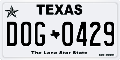 TX license plate DOG0429