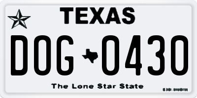 TX license plate DOG0430