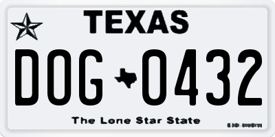 TX license plate DOG0432