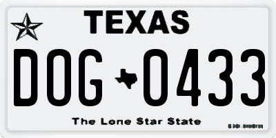TX license plate DOG0433