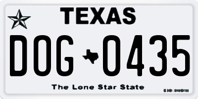 TX license plate DOG0435