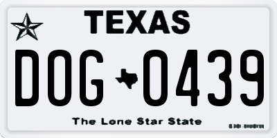 TX license plate DOG0439