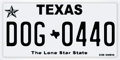 TX license plate DOG0440