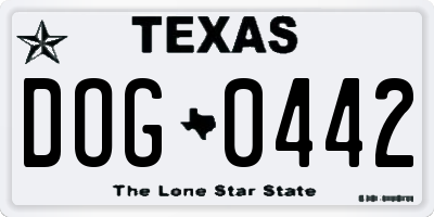 TX license plate DOG0442