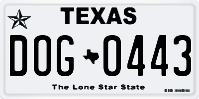 TX license plate DOG0443