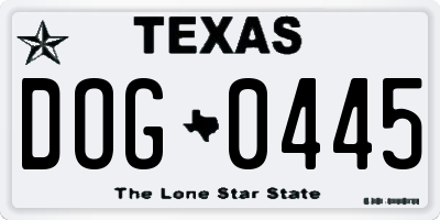 TX license plate DOG0445