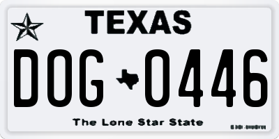 TX license plate DOG0446