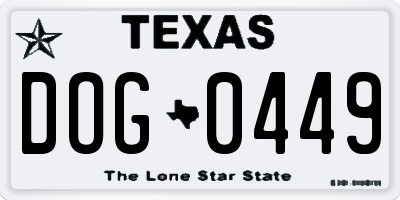 TX license plate DOG0449