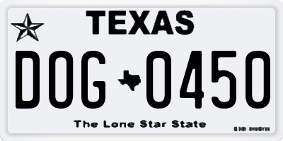TX license plate DOG0450