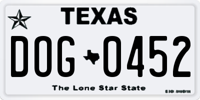 TX license plate DOG0452