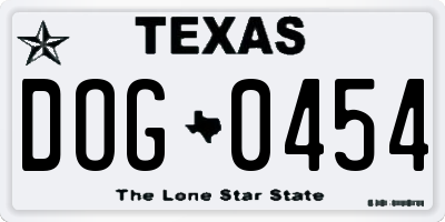 TX license plate DOG0454