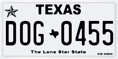 TX license plate DOG0455